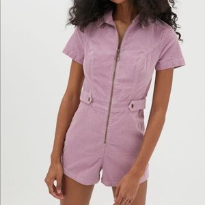 UO Tyson Zip-Front Short Sleeve Romper